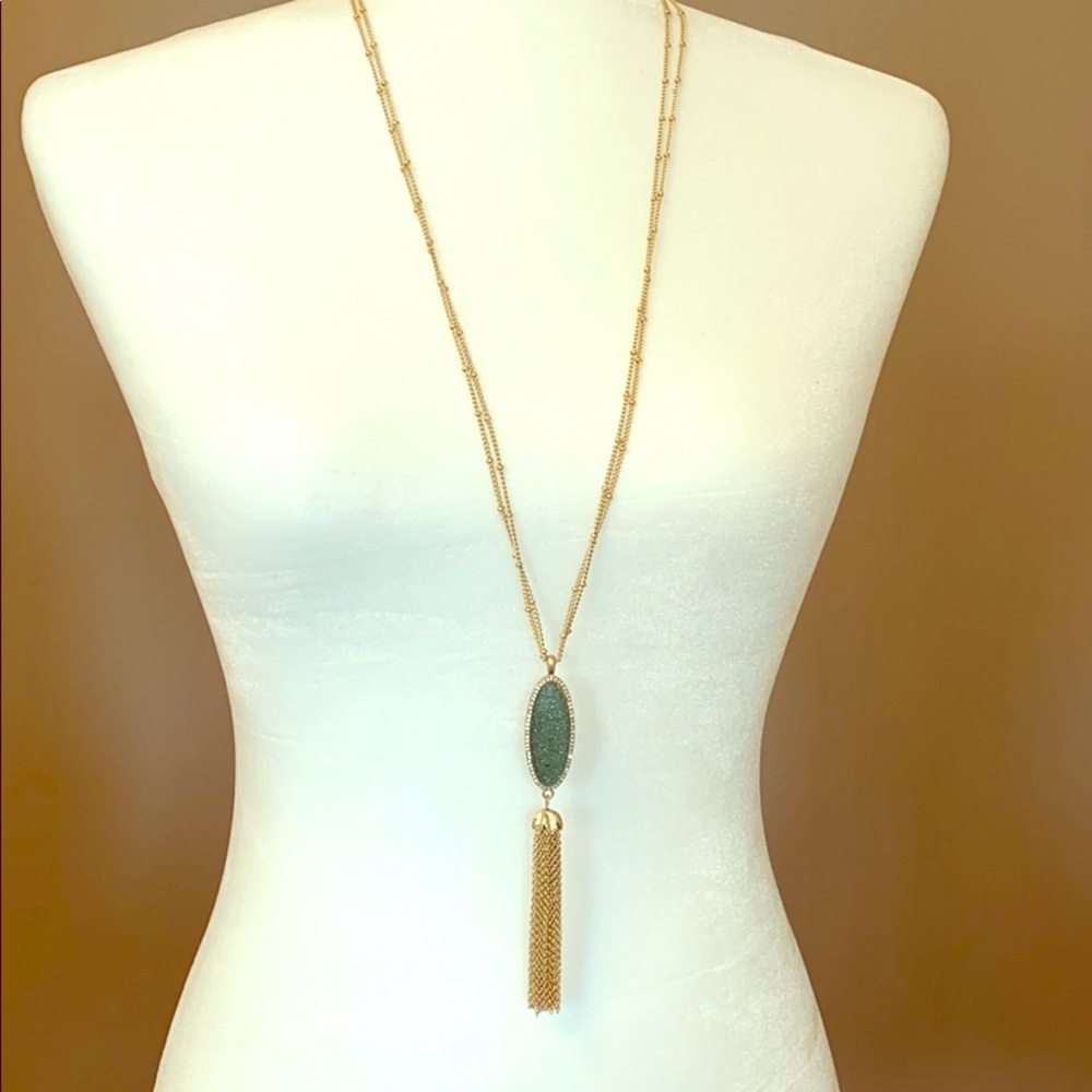 ✨NWT Lonna & Lilly Gold Tassel Druzy Necklace